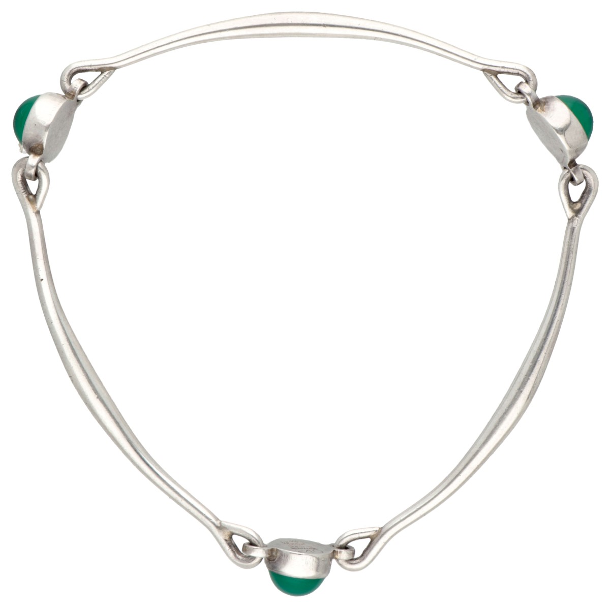 Sterling zilveren no.240 armband met chrysopraas door Georg Jensen.