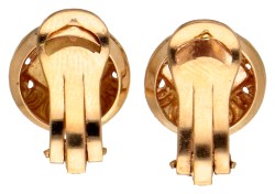 18 kt. Geelgouden oorclips bezet met strass stenen.