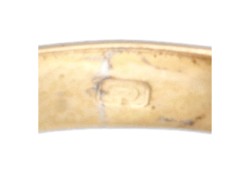 14 kt. Bicolor gouden ring bezet met een witte parel en kubisch zirkonia.