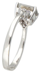 14 kt. Witgouden shoulder ring bezet met ca. 1.26 ct. diamant.