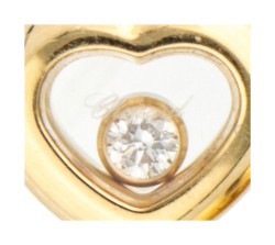 18 kt. Geelgouden Chopard 'Happy Diamonds' hartvormige oorbellen bezet met ca. 0.10 ct. diamant.