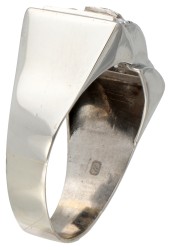 Retro Pt 950 platina tank ring bezet met ca. 0.90 ct. diamant.