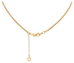 Helga Kordt 18K geelgouden Unica design hanger aan collier met diamant en barokke parel.