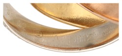 Klassieke 18 kt. tricolor gouden Cartier 'Trinity' ring bezet met ca. 1.40 ct. diamant.