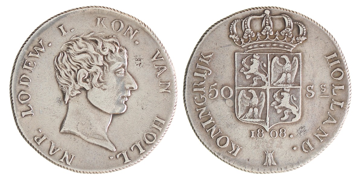 50 Stuiver. Lodewijk Napoleon. 1808. Zeer Fraai.