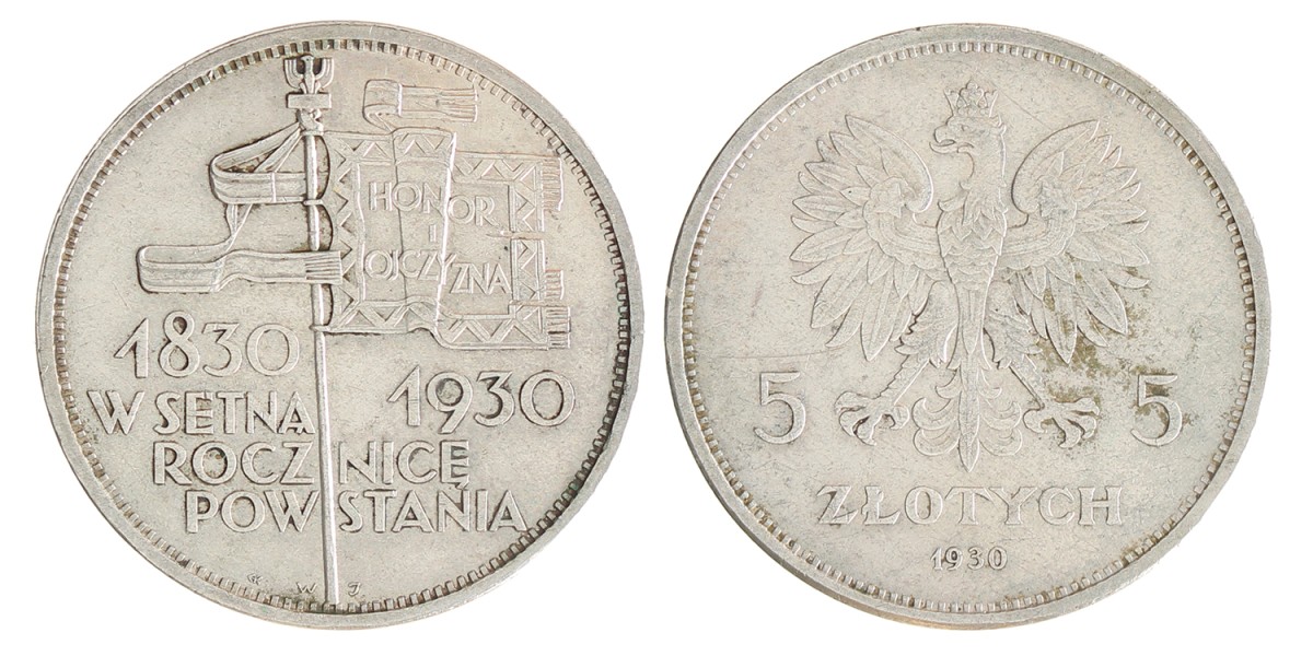 Poland. Republic. 5 Zlotych - 100th Anniversary of the November uprising. 1930.