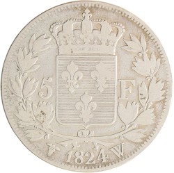 France. Second kingdom. Louis XVIII. 5 Francs. 1824 W.