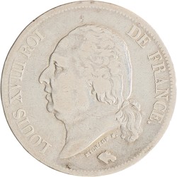 France. Second kingdom. Louis XVIII. 5 Francs. 1824 W.
