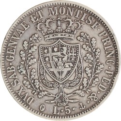 Italian states. Sardinia. Carlo Felice. 5 Lire. 1830 P.