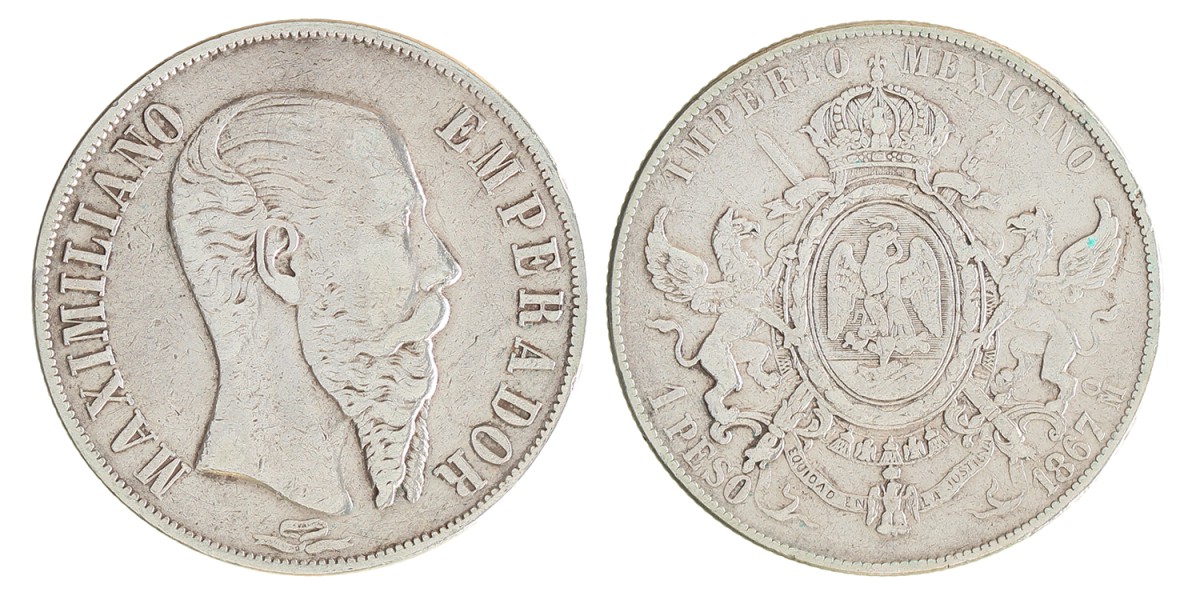 Mexico. Empire. Maximilian I. Peso. 1867.