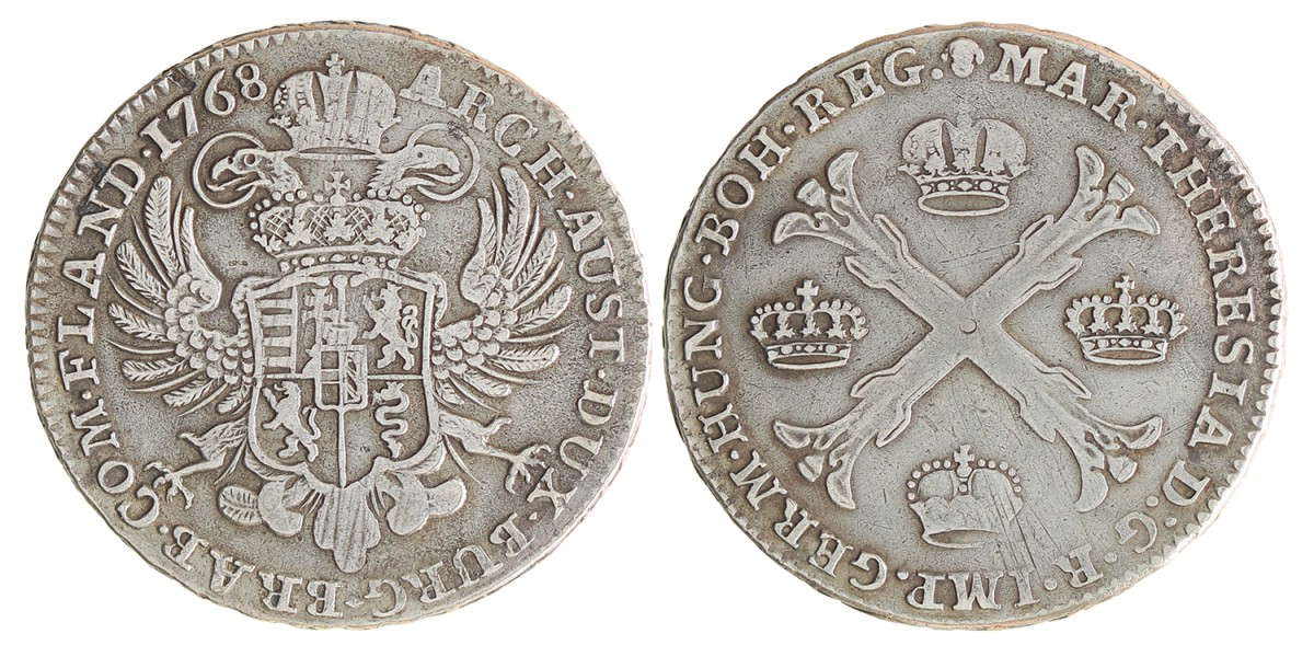 Kronenthaler. Brabant. Brussel. Maria Theresia. 1768. Zeer Fraai.