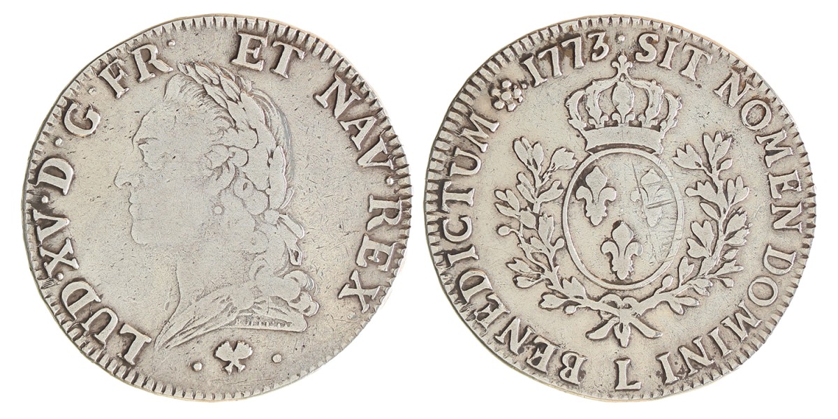 France. Kingdom. Louis XV. Ecu à la vieille tête. 1773 L.