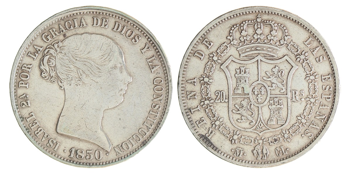 Spain. Isabella II. 20 Reales. 1850 CL.