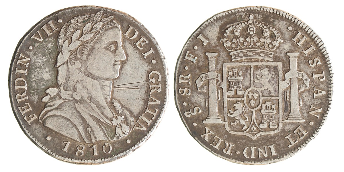 Chile. Spanish colony. Ferdinand VII. 8 Reales. 1810 So FI.