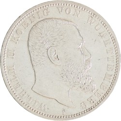 German states. Württemberg. Wilhelm II. 5 Mark. 1913 F.