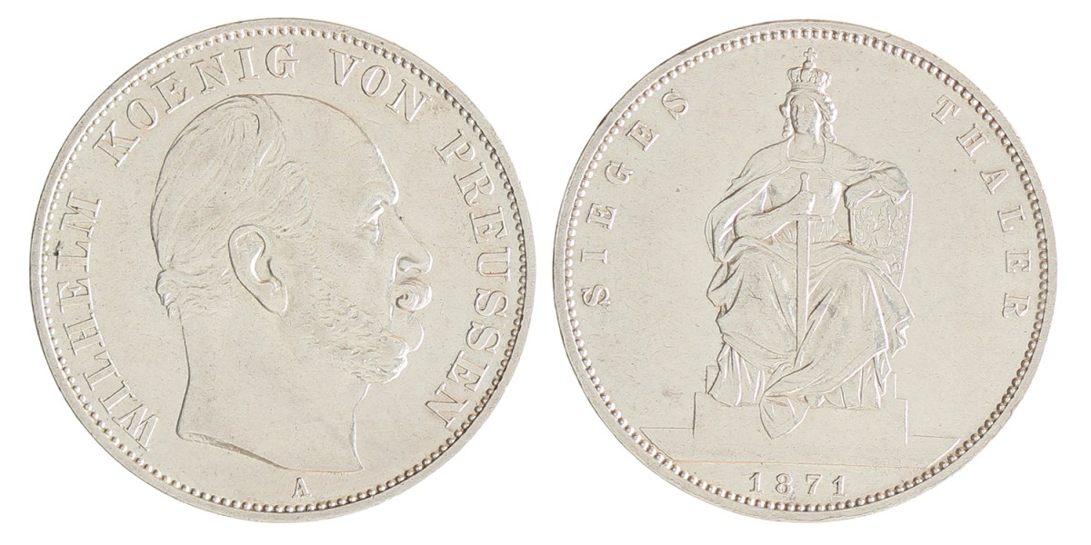 German states. Prussia. Wilhelm I. Thaler - Siegesthaler. 1871 A.