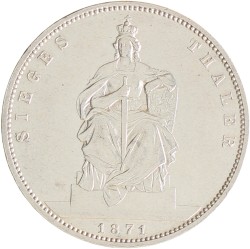 German states. Prussia. Wilhelm I. Thaler - Siegesthaler. 1871 A.