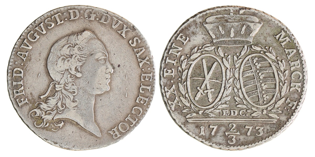German states. Saxony - Albertinian line. Friedrich August III. 2/3 Thaler. 1773.