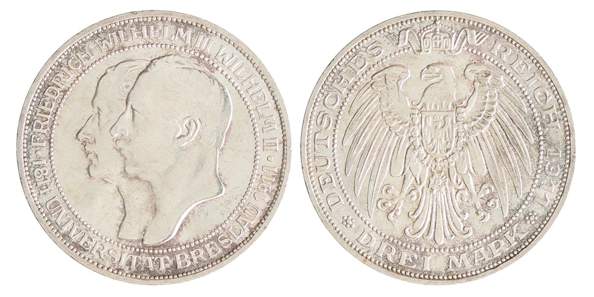 German states. Prussia. Wilhelm II. 3 Mark. 1911 A.