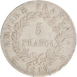 France. Napoleon. 5 Francs. 1813 D.