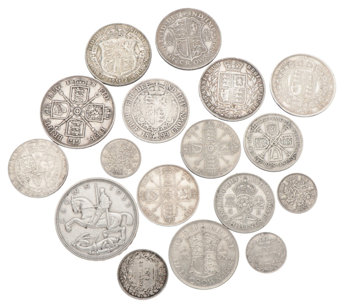 Great Britain. Lot (17) silver coins.