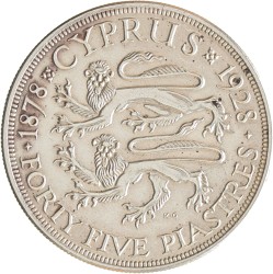 Cyprus. British colony. George V. 45 Piastres. 1928.