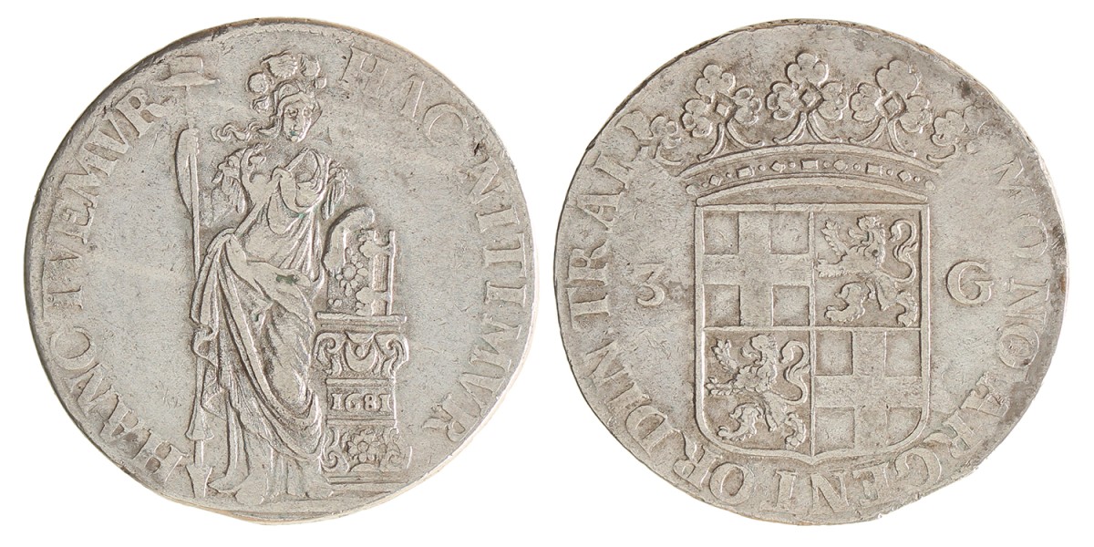 3 gulden - provinciale of staten. Utrecht. 1681. Fraai / Zeer Fraai.