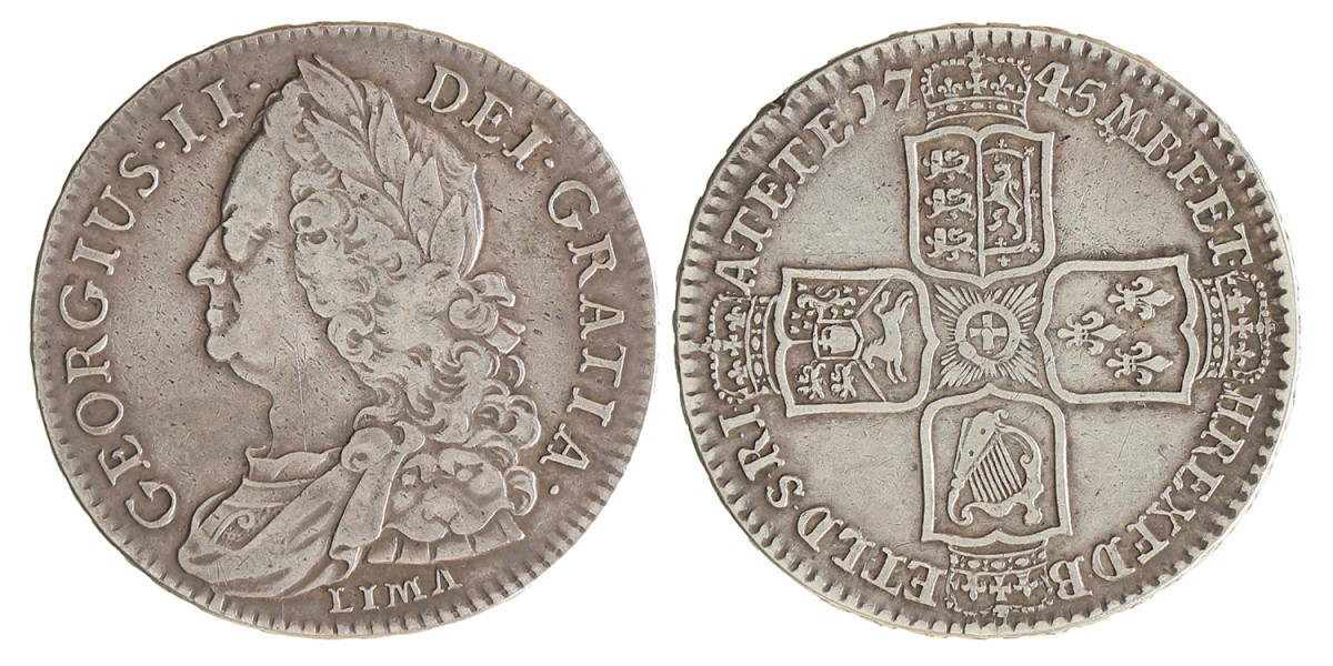 Great Britain. George II. ½ Crown. 1745 LIMA.