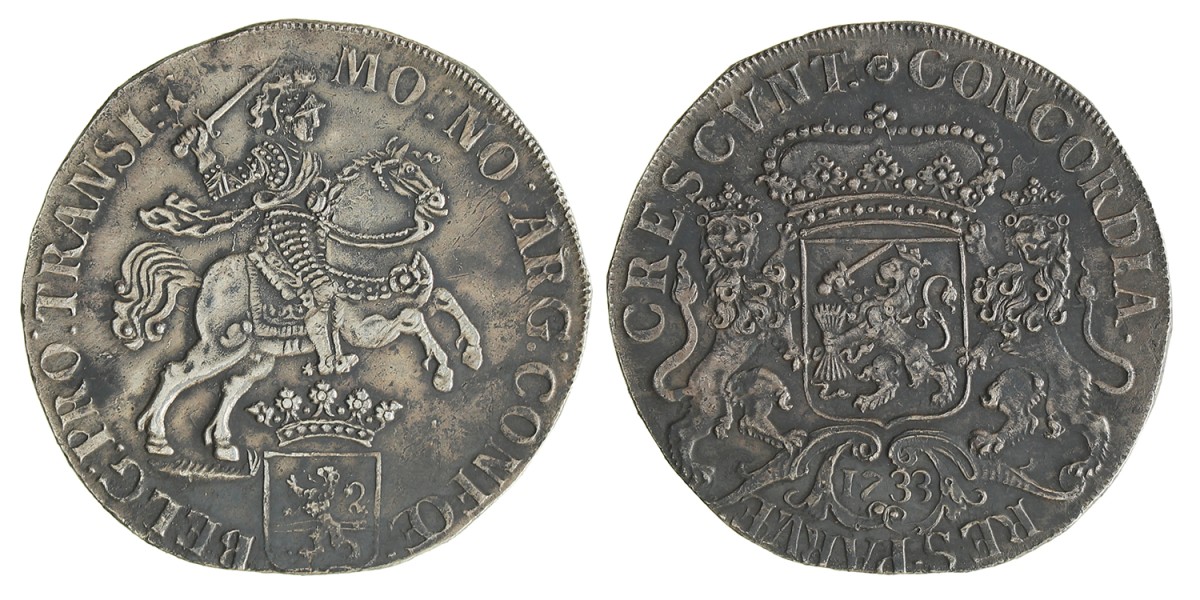 Dukaton of zilveren rijder. Overijssel. 1733. Prachtig / UNC.