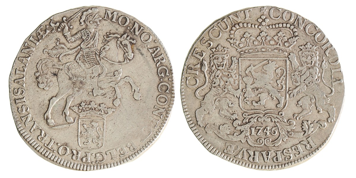 Dukaton of zilveren rijder. Overijssel. 1746. Zeer Fraai / Prachtig.