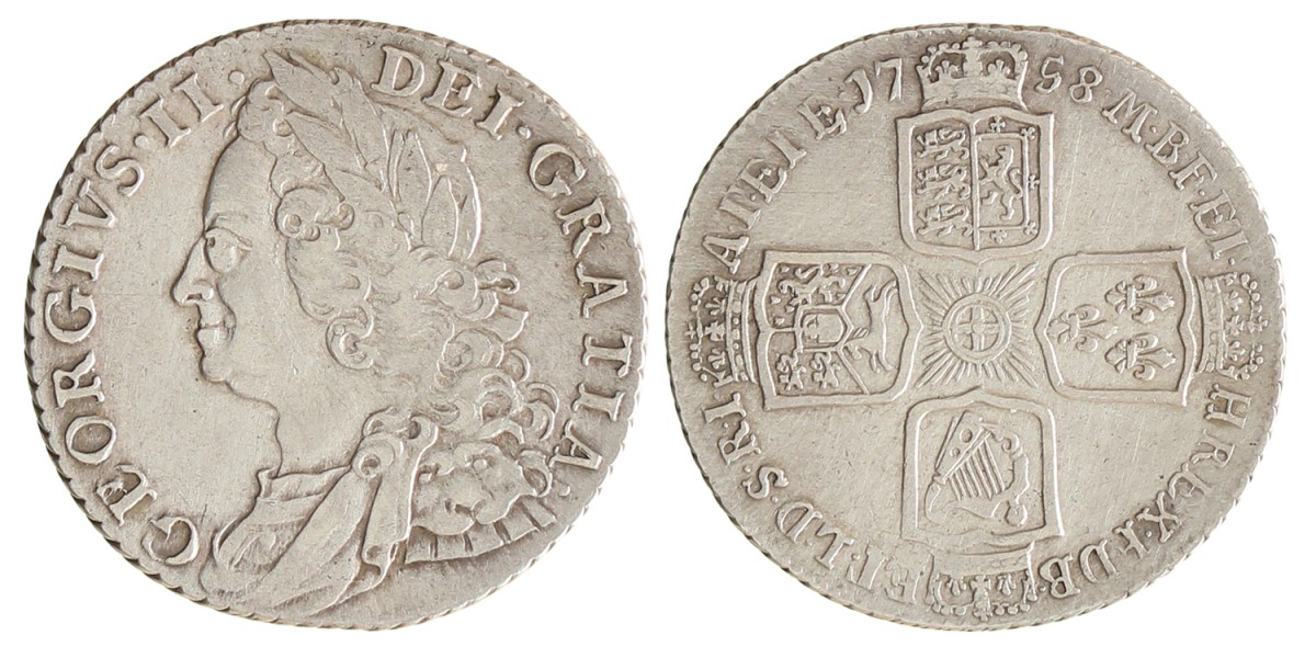 Great Britain. George II. Shilling. 1758.
