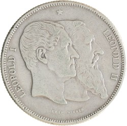 Belgium. Leopold II. 5 Francs. 1880.