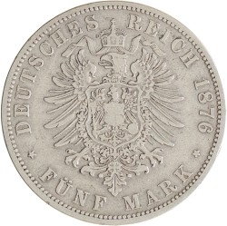 German states. Prussia. Wilhelm I. 5 Mark. 1876 A.