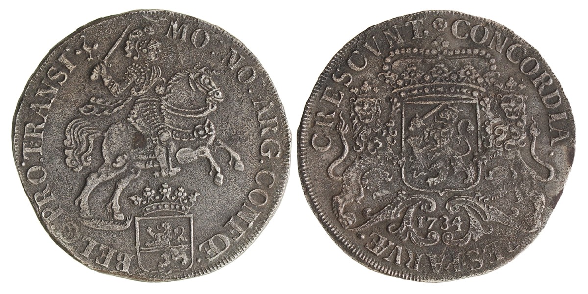 Dukaton of zilveren rijder. Overijssel. 1734. Zeer Fraai / Prachtig.