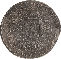 Dukaton of zilveren rijder. Overijssel. 1734. Zeer Fraai / Prachtig.