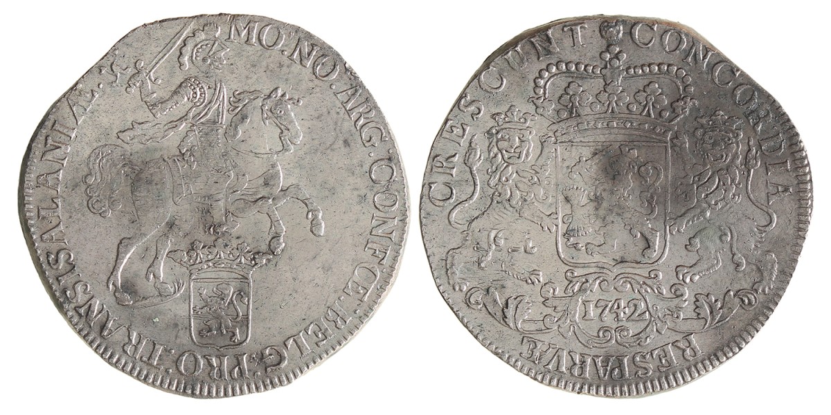 Dukaton of zilveren rijder. Overijssel. 1742. Zeer Fraai +.