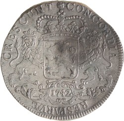 Dukaton of zilveren rijder. Overijssel. 1742. Zeer Fraai +.