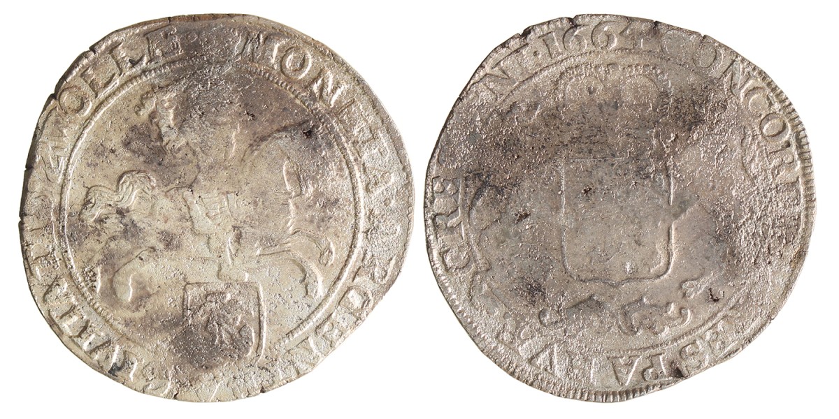 Dukaton of zilveren rijder. Zwolle. 1664. Zeer Fraai -.