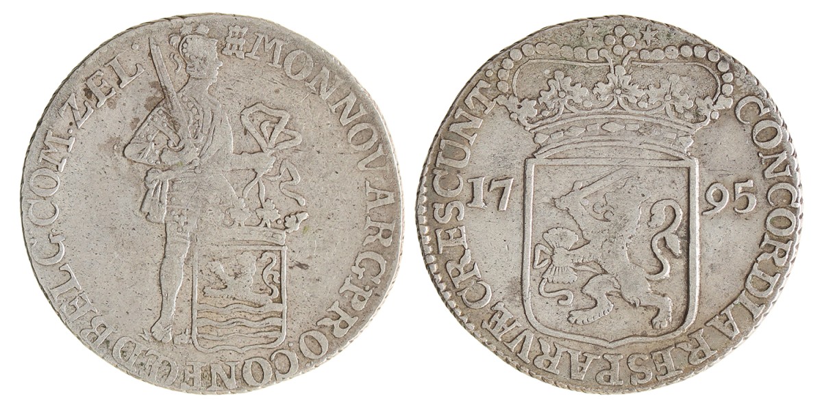 Zilveren dukaat. Zeeland. 1795. Zeer Fraai +.