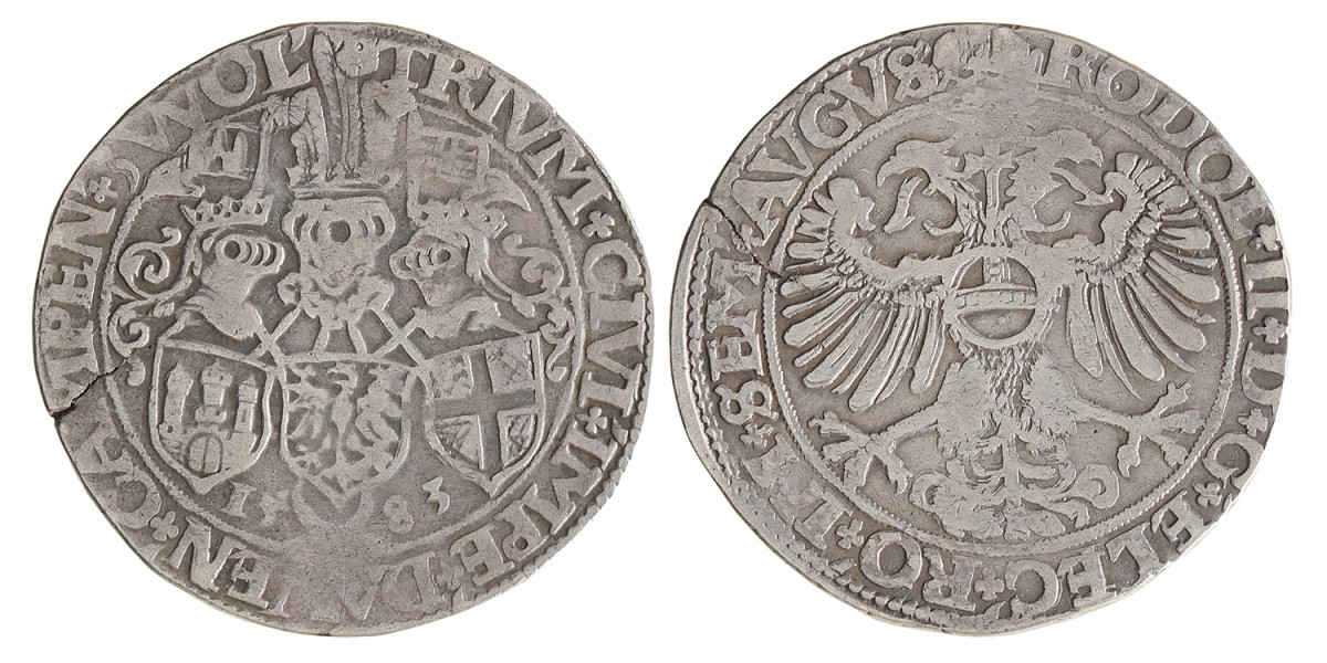 Arendrijksdaalder. De Drie steden. Rudolf II. 1583. Fraai / Zeer Fraai.