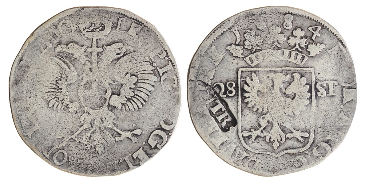 Florijn van 28 stuiver. Deventer. Leopold I. 1684. Fraai.