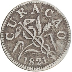 1 Reaal. Curaçao. 1821. Fraai / Zeer Fraai.