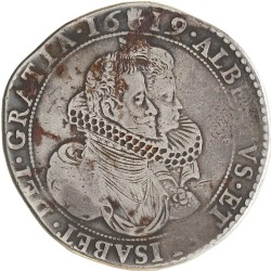 Dukaton. Brabant. Antwerpen. Albrecht en Isabella. 1619. Zeer Fraai.
