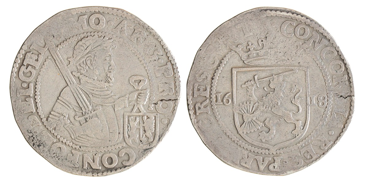 Nederlandse rijksdaalder. Gelderland. 1618. Zeer Fraai.