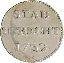 Duit - Afslag in zilver. Utrecht stad. 1739. Zeer Fraai / Prachtig.