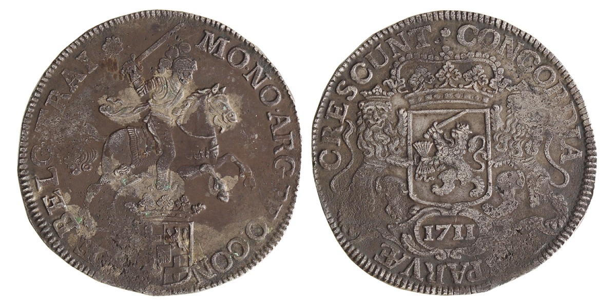Dukaton of zilveren rijder. Utrecht. 1711. Zeer Fraai / Prachtig.