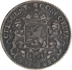 Halve dukaton of zilveren rijder. Utrecht. 1761. Zeer Fraai +.