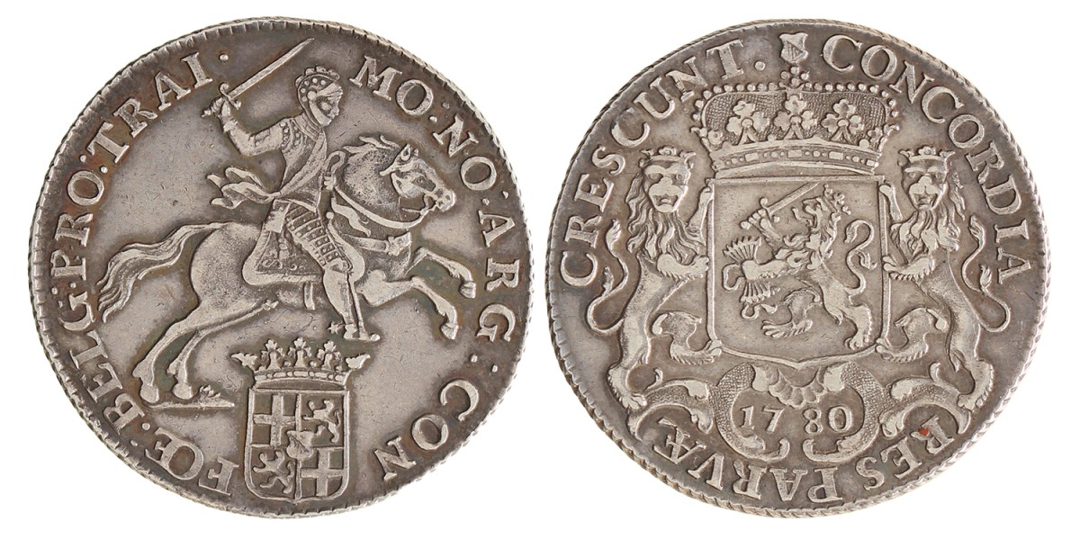 Halve dukaton of zilveren rijder. Utrecht. 1780. Zeer Fraai / Prachtig.