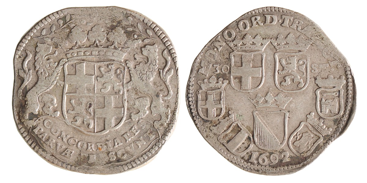 Daalder van 30 stuiver. Utrecht. 1692. Zeer Fraai +.