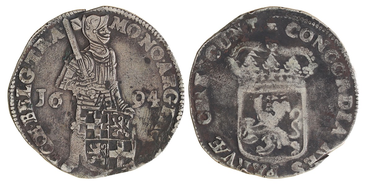 Zilveren dukaat. Utrecht. 1694. Fraai +.